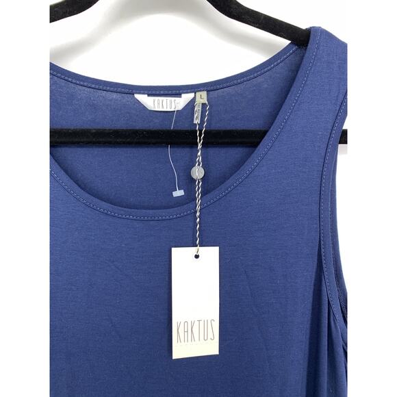Kaktus Tank Top Womens Sz Large Navy Blue Lace Hem Scoop Neck NEW - Picture 3 of 6